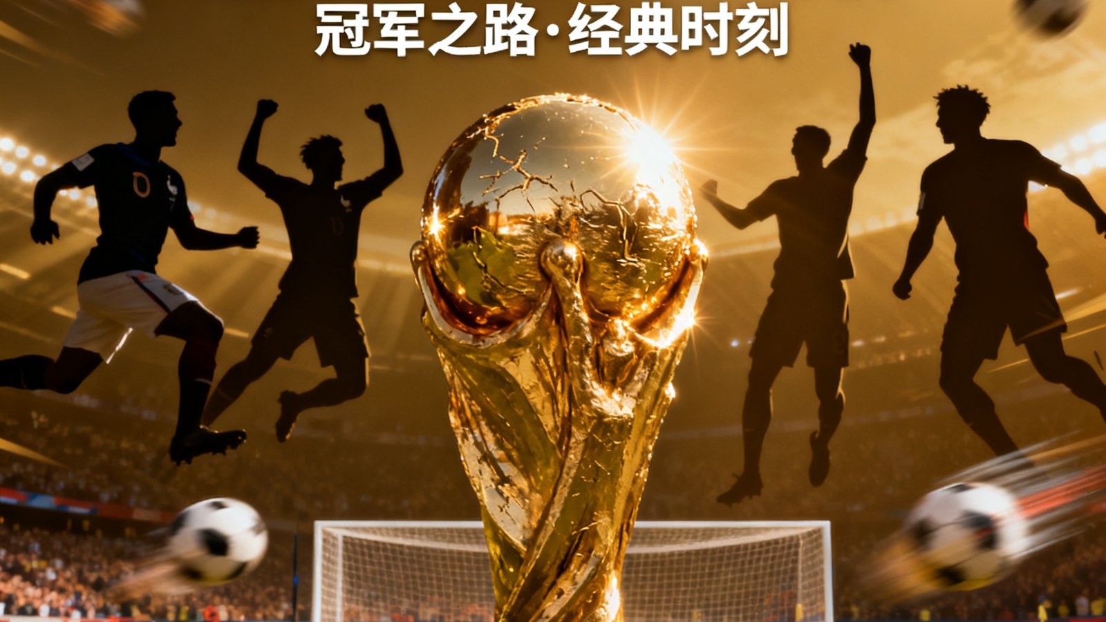 世界杯法国队夺冠全进球合集视频封面，金色大力神杯在阳光下闪耀
